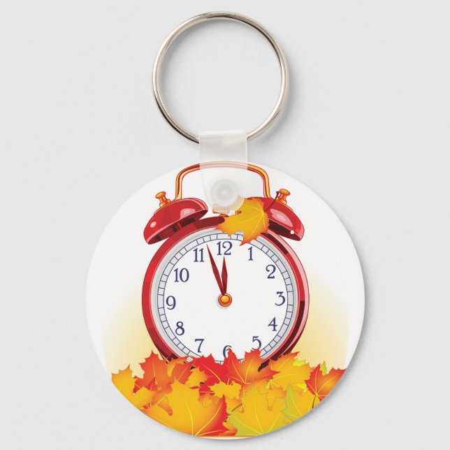 Herbstlaube für den Herbstwechsel und Retro-Uhr Schlüsselanhänger (Vorderseite)
