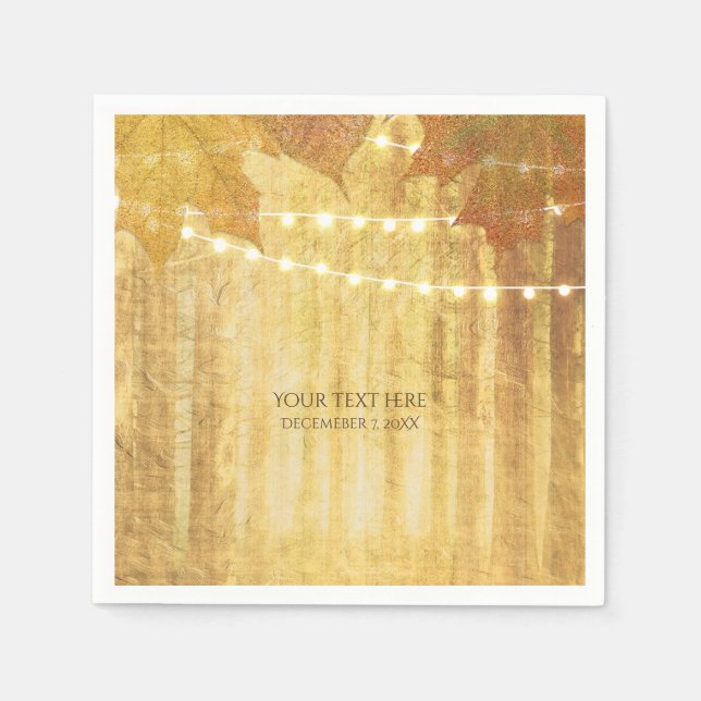Herbstlaube Goldener Herbst Rustikales Holz Serviette (Vorderseite)