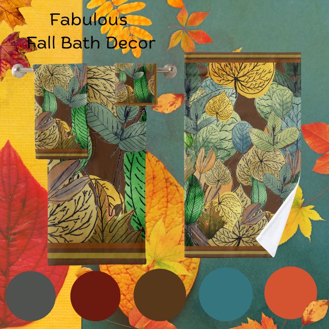 Herbstlaube grün, braun, rost, schokoladenbraun badhandtuch set (Von Creator hochgeladen)