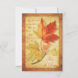 Herbstlaube Hochzeit speichern das Datum der Ankün Save The Date