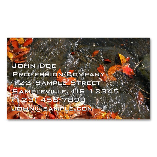 Herbstlaube im Wasserfall I Herbstfotografie Magnetische Visitenkarte (Vorderseite)
