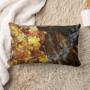 Herbstlaube im Wasserfall III Herbst Natur Lendenkissen