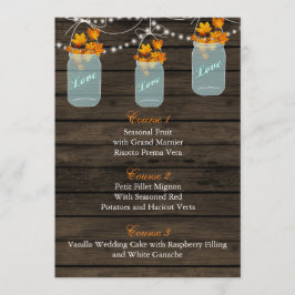 Herbstlaube in einem Glasglas Hochzeitskarte Menükarte