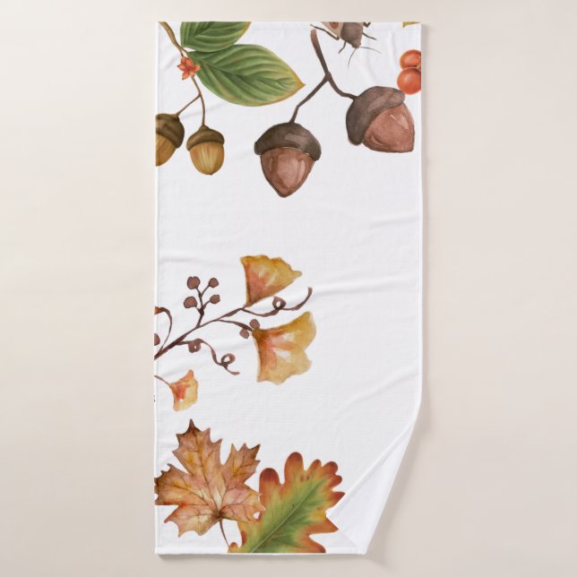 Herbstlaube mit Nuss und Ahorn Blätter Herbst    Badehandtuch (Badehandtuch)