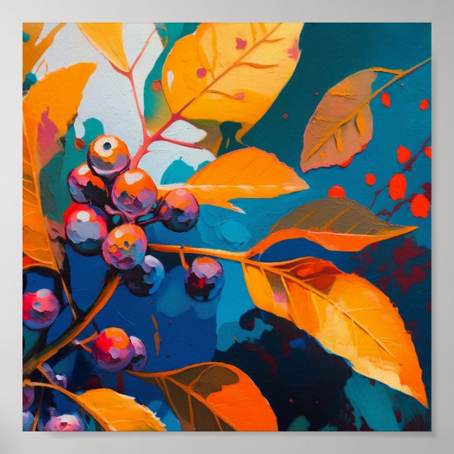 Herbstlaube Öl lackiert. Abstraktes Herbstblättern Poster (Vorne)