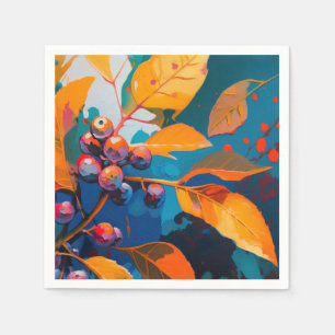 Herbstlaube Öl lackiert. Abstraktes Herbstblättern Serviette