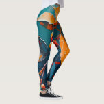 Herbstlaube Öl lackiert. Natur Herbstblätterung Leggings<br><div class="desc">Herbstlaube und Leggings von Rowan. Abstraktes modernes Herbstöl bemalt Kunst in blau-roten Orangenfarben.</div>