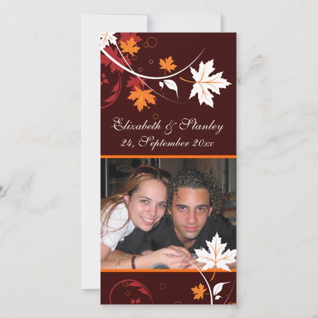 Herbstlaube Orangefarbene weiße Hochzeit Speichern Save The Date (Vorderseite)