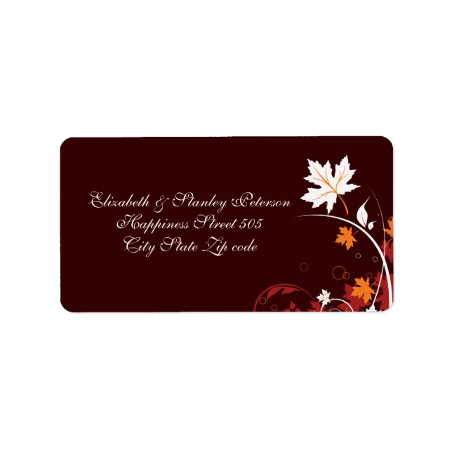 Herbstlaube Orangenbraune Hochzeitsmarke Adressaufkleber (Vorne)