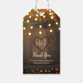 Herbstlaube und Lichter aus Holz Rustikale Hochzei Geschenkanhänger