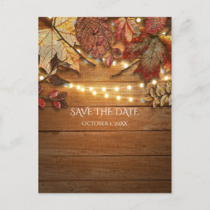 Herbstlaube und Lichter rustikal Save the Date Ankündigungspostkarte