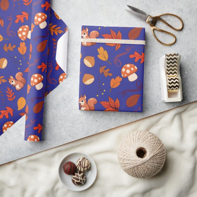Herbstlaube und Pilze - Nahtloses Wrapping Papier Geschenkpapier (Kunsthandwerk)