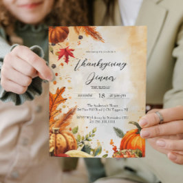 Herbstlaube und Pumpkins Erntedank Dinner Einladung