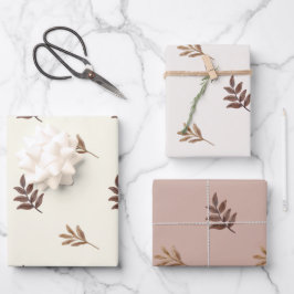 Herbstlaube Wasserfarbe Geschenkpapier Set