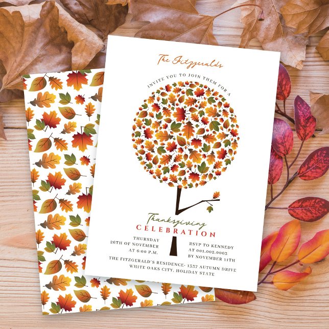 Herbstlaube Whimsical Pop Tree Erntedank Abendesse Einladung (Von Creator hochgeladen)