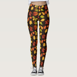 Herbstlaubmuster auf Braun Leggings