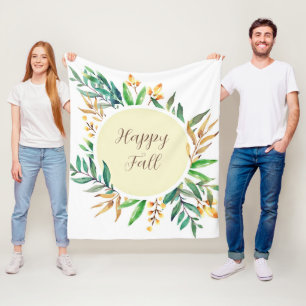 Herbstlaubrahmen mit anpassbarem Text Fleecedecke