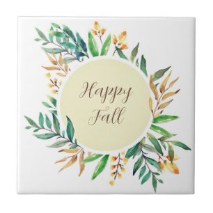 Herbstlaubrahmen mit anpassbarem Text Fliese