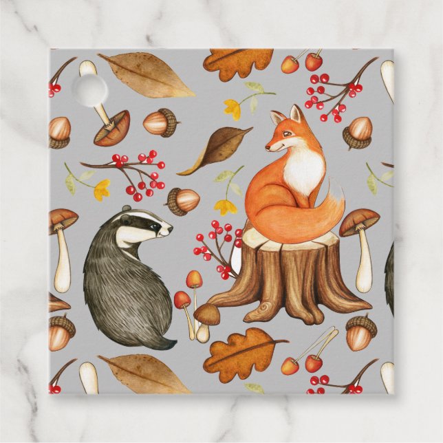 Herbstlaubs Badger & Fox Geschenkanhänger (Vorderseite)