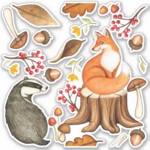 Herbstlaubs Badger & Fox Vinyl Decal Aufkleber