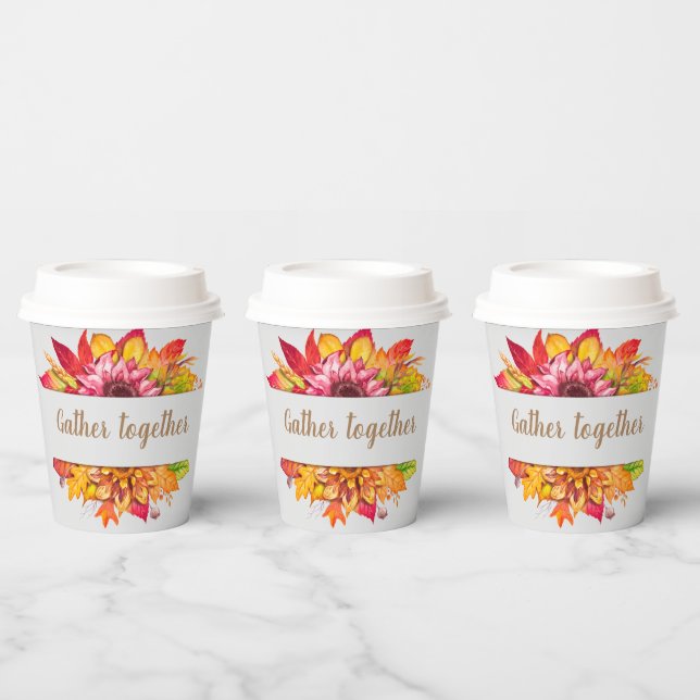 Herbstlaubs Bouquet individuell anpassbar Pappbecher (Multi)