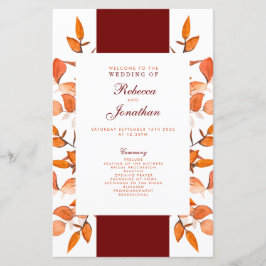 Herbstlaubs Burnt Orange Hochzeitsprogramm