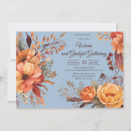 Herbstlaubs Floral Erntedank Friendsgiving Einladung