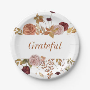 Herbstlaubs Floral Erntedank Friendsgiving Pappteller
