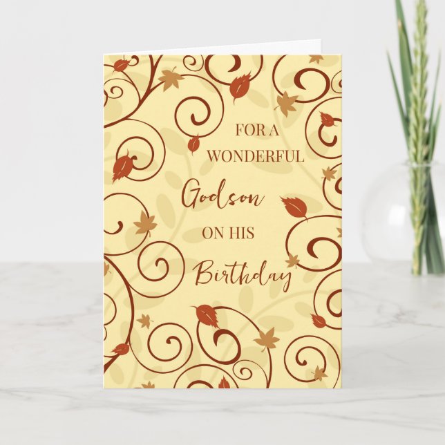 Herbstlaubs Godson Birthday Karte (Vorderseite)