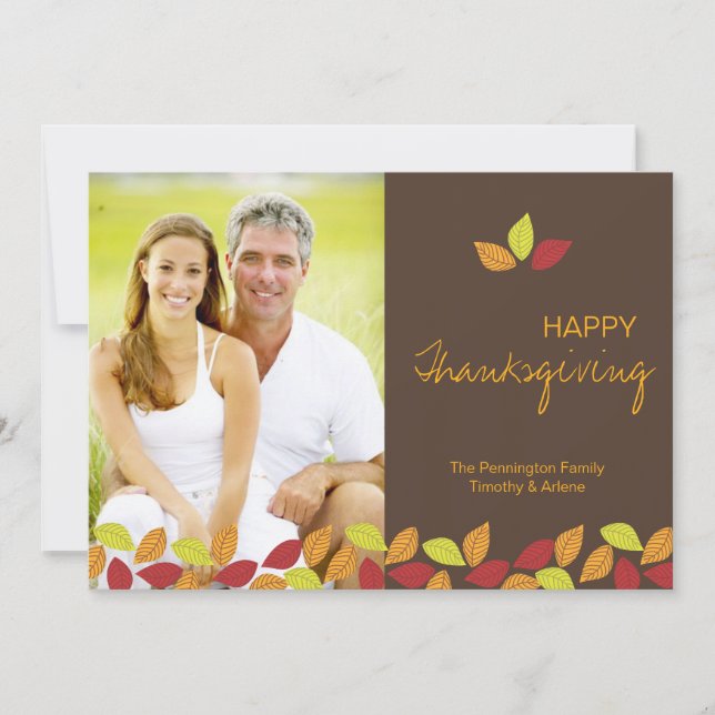 Herbstlaubs Happy Thanksgiving Foto Flachkarte Einladung (Vorderseite)