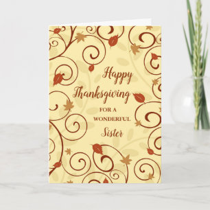 Herbstlaubs Happy Thanksgiving Sister Feiertagskarte