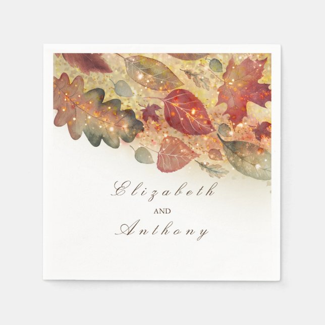 Herbstlaubs Hochzeit Serviette (Vorderseite)