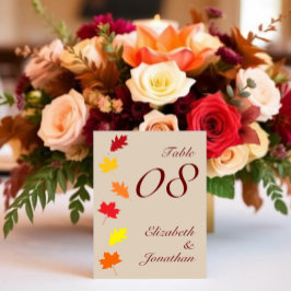 Herbstlaubs Hochzeit Tischnummer