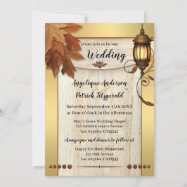 Herbstlaubs Lantern Light Gold Hochzeit Einladung