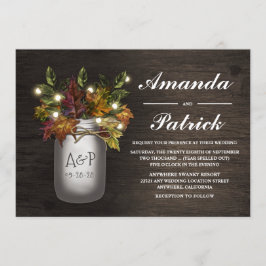 Herbstlaubs Mason Jar Rustic Wedding Einladungen