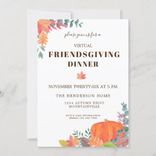 Herbstlaubs Pumpkin Virtual Friendsgiving Dinner Einladung