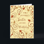 Herbstlaubs Sister Birthday Karte<br><div class="desc">Geburtstagskarte für Schwesterschwester mit Herbstgeburtstag mit Herbstlauben-Design und nachdenklichem Vers.</div>