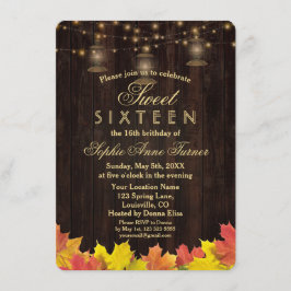 Herbstlaubs Wood Old Lanterns 16 . GEBURTSTAG Einladung