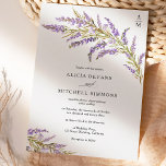 Herbstlavender Blütenfarbenhochzeit Einladung<br><div class="desc">Eine elegante,  klassische und blumengeschmückte Wasserfarbe mit Monogramm-Initialen mit lila Lavendelzweigen und Blume,  grünem und braunem Blattwerk und eleganter Kalligraphie.</div>