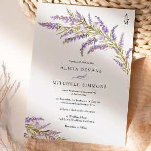 Herbstlavender Blütenfarbenhochzeit Einladung