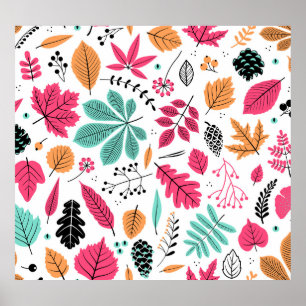 Herbstleaf Abstraktes nahtloses Muster Poster