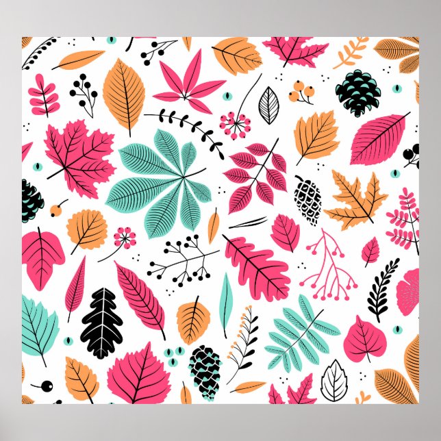 Herbstleaf Abstraktes nahtloses Muster Poster (Vorne)