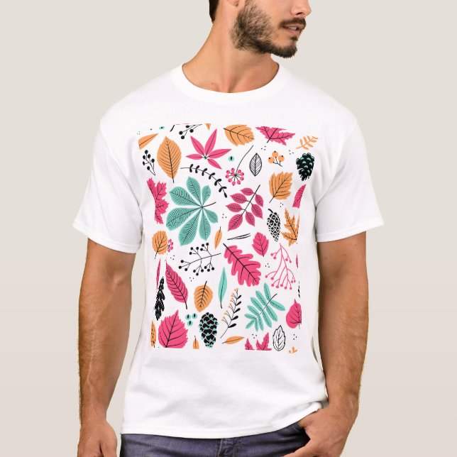 Herbstleaf Abstraktes nahtloses Muster T-Shirt (Vorderseite)