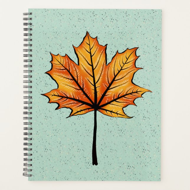 Herbstleaf auf blauer Decorative Botanische Kunst Planer (Vorderseite)