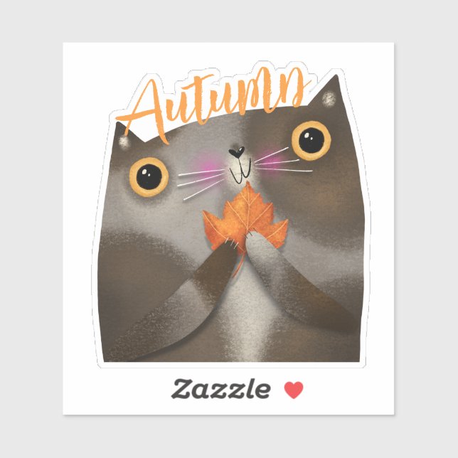 Herbstleaf Cat Halloween Erntedank Herbstdekor Aufkleber (Blatt)
