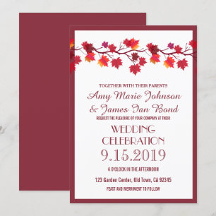 Herbstleaf-Einladungen für Hochzeiten in Burgund Einladung
