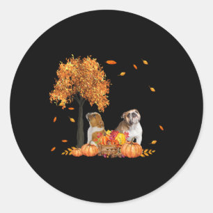 Herbstleaf Fall Dog Lover Halloween Erntedank Runder Aufkleber