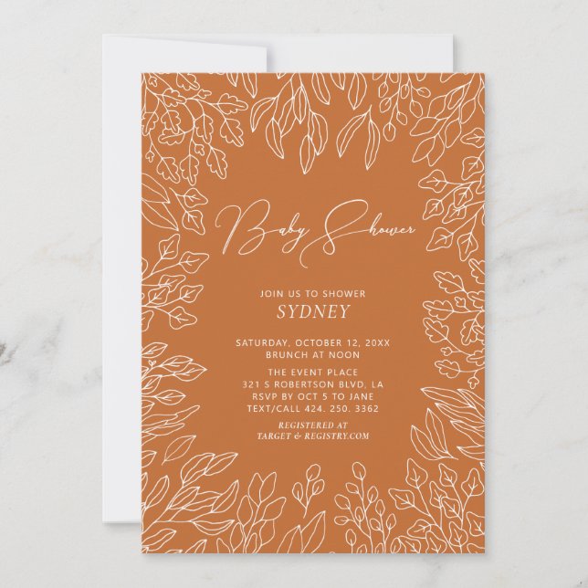 Herbstleaf | Fall Neutral Baby Shower Einladung (Vorderseite)