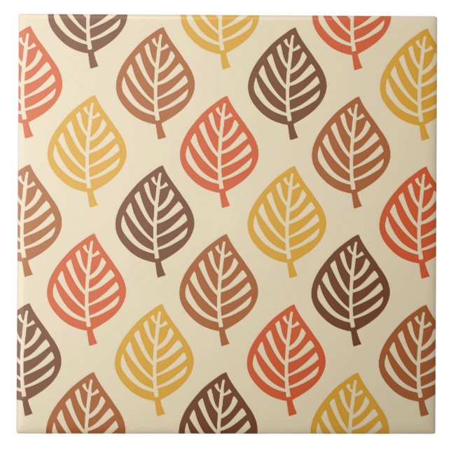 Herbstleaf Muster in Herbstfarben Fliese (Vorderseite)