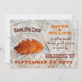 Herbstleaf Rustikale Holzlatte Save the Date Karte